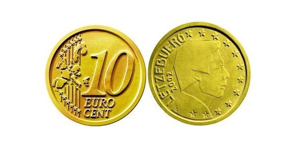 10 Eurocent Luxemburgo Tin/Aluminio/Cobre/Zinc 