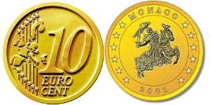 10 Eurocent Mónaco Tin/Aluminio/Cobre/Zinc 