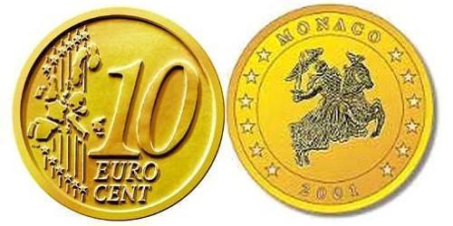 10 Eurocent Mónaco Tin/Aluminio/Cobre/Zinc 