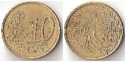 10 Eurocent Quinta República Francesa (1958 - ) Tin/Aluminio/Cobre/Zinc 