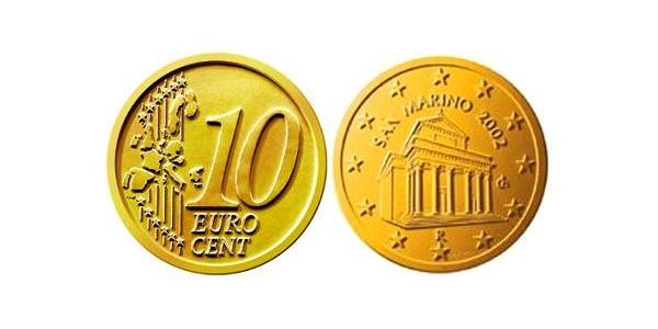 10 Eurocent San Marino Tin/Aluminio/Cobre/Zinc 