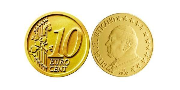 10 Eurocent Vatican (1926-) Tin/Aluminio/Cobre/Zinc John Paul II (1920 - 2005)