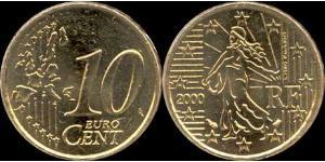 10 Eurocent French Fifth Republic (1958 - ) Tin/Aluminium/Copper/Zinc 