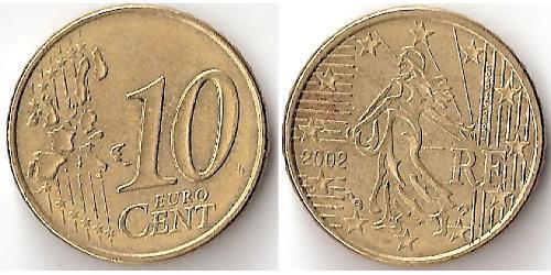 10 Eurocent French Fifth Republic (1958 - ) Tin/Aluminium/Copper/Zinc 