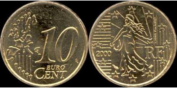 10 Eurocent Quinta Repubblica francese (1958 - ) Tin/Rame/Alluminio/Zinco 