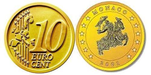 10 Eurocent Monaco Tin/铝/銅/Zinc 