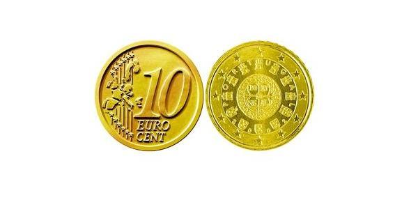 10 Eurocent 葡萄牙 Tin/铝/銅/Zinc 