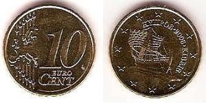 10 Eurocent 賽普勒斯 Tin/铝/銅/Zinc 