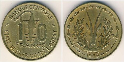 10 Franc African Union Aluminio/Bronce 