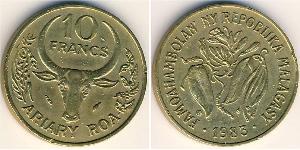 10 Franc Madagascar Aluminio/Bronce 