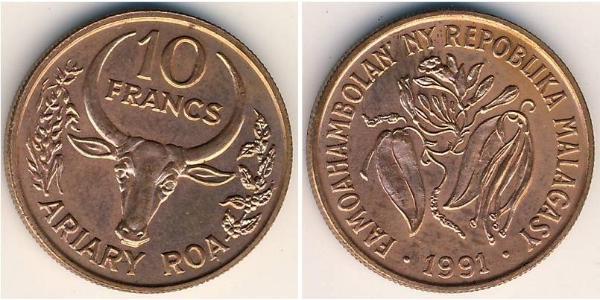 10 Franc Madagascar Aluminio/Bronce 