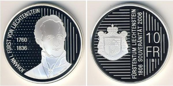 10 Franc Liechtenstein Argent 