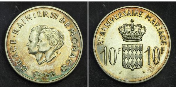 10 Franc Principato di Monaco Argento 