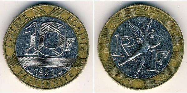 10 Franc Quinta Repubblica francese (1958 - ) Bimetal 