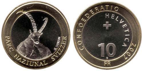 10 Franc Switzerland Bimetal 