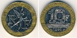 10 Franc 法蘭西第五共和國 Bimetal 