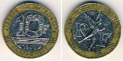 10 Franc 法蘭西第五共和國 Bimetal 