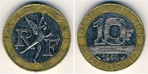 10 Franc 法蘭西第五共和國 Bimetal 