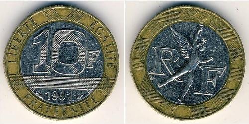 10 Franc 法蘭西第五共和國 Bimetal 
