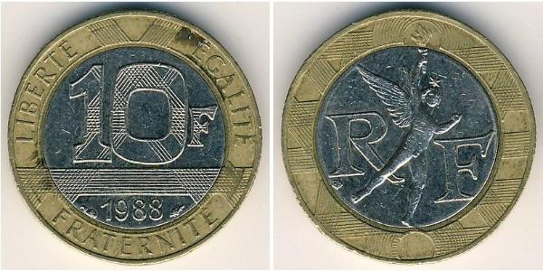 10 Franc 法蘭西第五共和國 Bimetal 