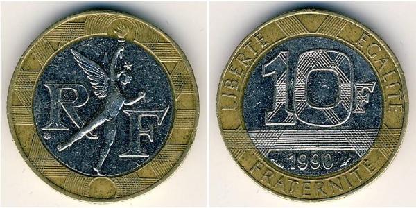 10 Franc 法蘭西第五共和國 Bimetal 
