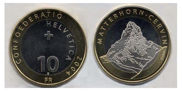 10 Franc Schweiz Bimetall 