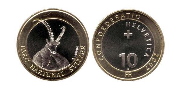 10 Franc Schweiz Bimetall 