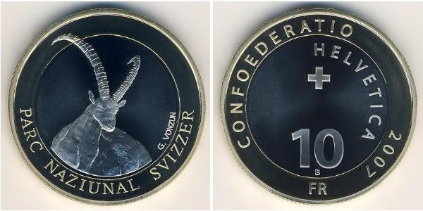 10 Franc Schweiz Bimetall 