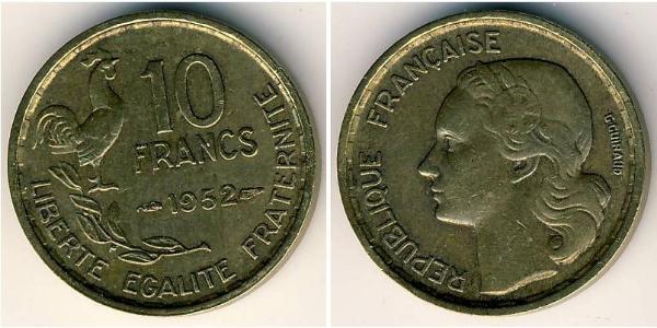 10 Franc French Fourth Republic (1946-1958) Bronze/Aluminium 