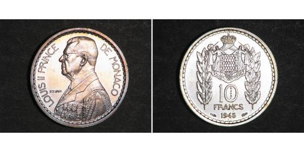 10 Franc Monaco Copper/Nickel Louis II Prince of Monaco (1870-1949)