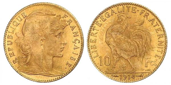 10 Franc French Third Republic (1870-1940)  Gold 