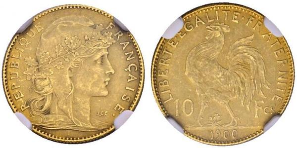10 Franc French Third Republic (1870-1940)  Gold 