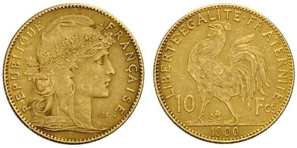 10 Franc French Third Republic (1870-1940)  Gold 