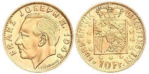 10 Franc Liechtenstein Gold Franz Joseph II, Prince of Liechtenstein (1938 - 1989) 