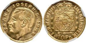 10 Franc Liechtenstein Gold Franz Joseph II, Prince of Liechtenstein (1938 - 1989) 