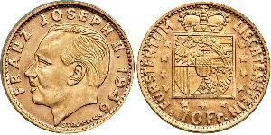 10 Franc Liechtenstein Gold Franz Joseph II, Prince of Liechtenstein (1938 - 1989) 