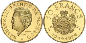 10 Franc Monaco Gold Rainier III, Prince of Monaco