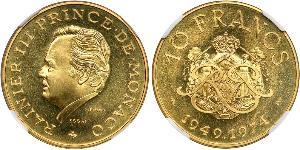 10 Franc Monaco Gold Rainier III, Prince of Monaco