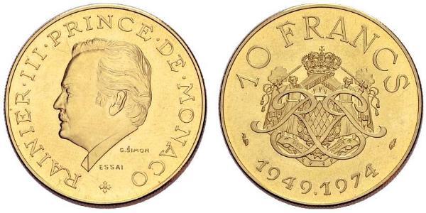 10 Franc Monaco Gold Rainier III, Prince of Monaco