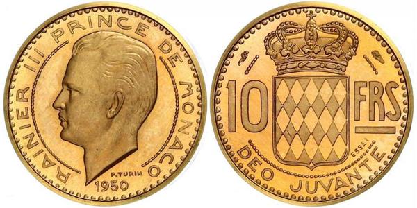 10 Franc Monaco Gold Rainier III, Prince of Monaco