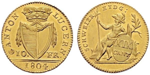 10 Franc Schweiz Gold 
