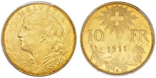 10 Franc Schweiz Gold 