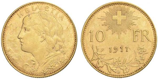 10 Franc Schweiz Gold 