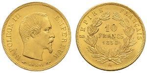 10 Franc Second French Empire (1852-1870) Gold Napoleon III (1808-1873)