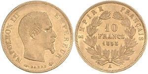 10 Franc Second French Empire (1852-1870) Gold Napoleon III (1808-1873)