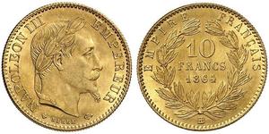 10 Franc Second French Empire (1852-1870) Gold Napoleon III (1808-1873)