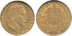 10 Franc Second French Empire (1852-1870) Gold Napoleon III (1808-1873)