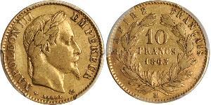 10 Franc Second French Empire (1852-1870) Gold Napoleon III (1808-1873)