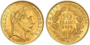 10 Franc Second French Empire (1852-1870) Gold Napoleon III (1808-1873)