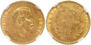 10 Franc Second French Empire (1852-1870) Gold Napoleon III (1808-1873)